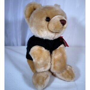 RBI Ron Banafato Plush Light Tan Beige Velvet Soft Teddy Bear Green Sweater Bow